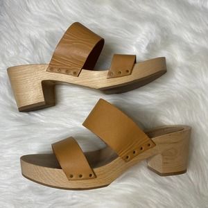 Madewell Clara Clog sandal wood heel leather block heel boho slip on 8